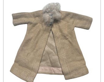 Vintage Barbie Tan Real Mohair Fur Collar Jacket