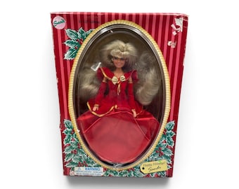 Vintage 1989 Totsy Happy Holidays Sandi 11.5” Fashion Barbie Doll NOS NRFB Red Christmas Gown Original Box