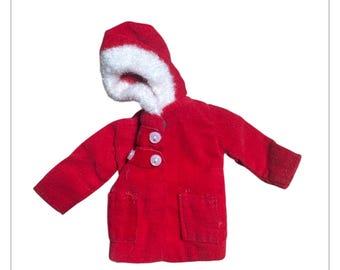 Vintage 1960s Barbie Clone Red Coat White Fur Trim Hood Hong Kong