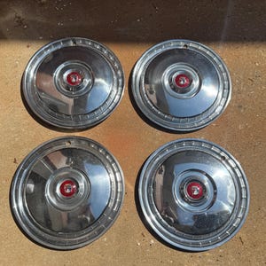 Vintage Original 1955 - 1958 Ford Thunderbird Hubcap 15" Fairlane Thunderbird Set of 4 Four Vintage Ford Hubcaps Ford Fairlane Hub Caps Set
