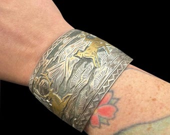CSigned ナバホ ヴィンテージ スターリングシルバー オーバーレイ YEI CSigned ナバホ ヴィンテージ スターリングシルバー オーバーレイ YEI