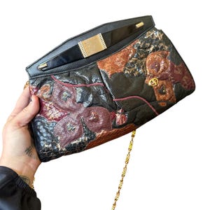 Vintage Carlo Fiori Snakeskin Patchwork Exotic Leather Shoulder Handbag Vintage Designer Snakeskin Shoulder Bag Carlo Fiori Snakeskin Purse