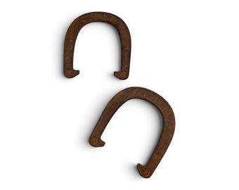 Vintage Pair Oversized Ringer Cast Iron Pitching Horseshoes Rustic Farmhouse Western Ranch Barn Wall Decor Heavy Metal Game Shoes