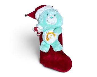 Vintage 2005 Carlton Cards Care Bears Wish Bear Plush Christmas Stocking