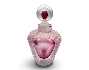 Vintage 1950s 60s Saks Fifth Avenue Pink Ombre Glass Crystal Perfume Bottle Vanity Boudoir Stopper 5 Vintage Saks Fifth Avenue Pink Ombre