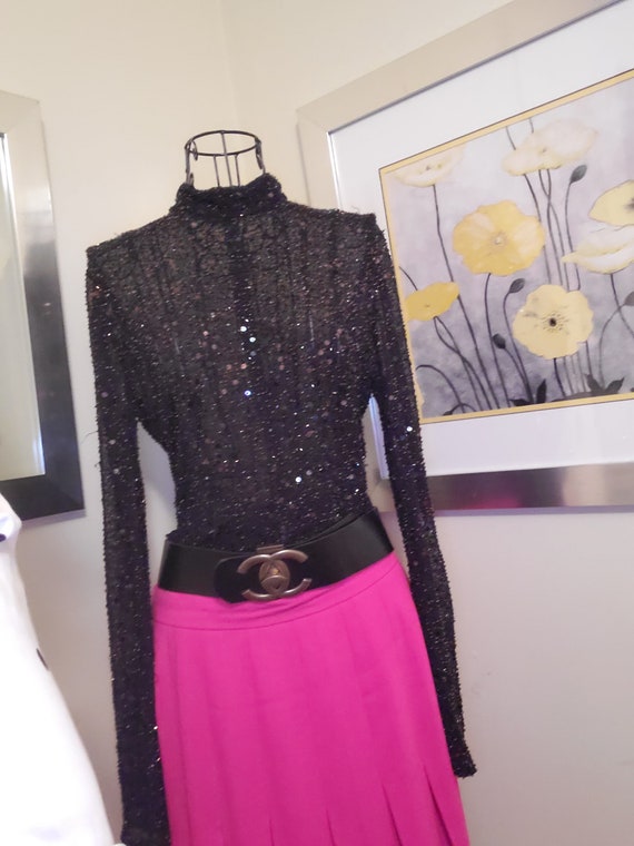 Size small2pc Beaded sequin blouse with skirt Blues golds
