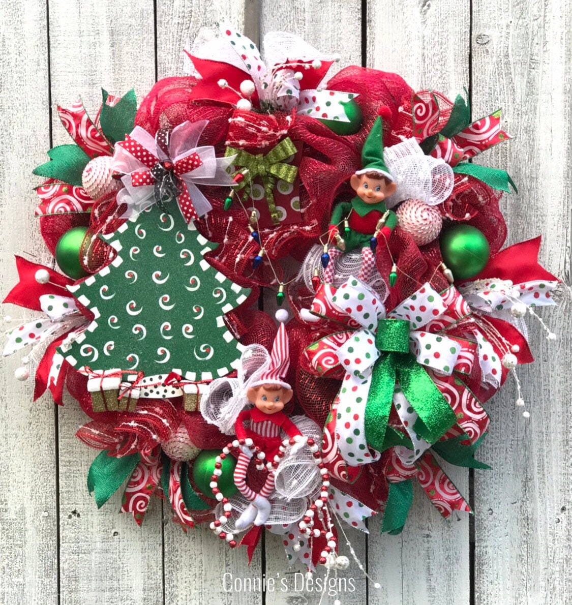Elf Christmas Wreath Christmas Decor for Door Whimsical - Etsy