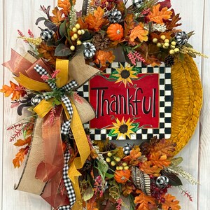 Fall Wreath for Front Door, Thankful Fall Decor, Yarn Wreath, Porch Wreath, Fall Wreath, Thanksgiving, Fall Decorations