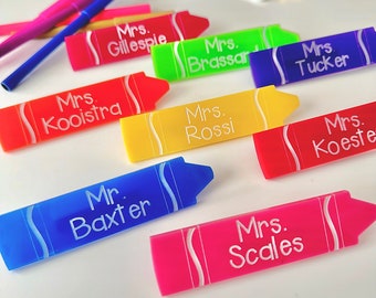 Personalized Crayon Name Tag Badge with Magnetic Backing, Nurse Teacher Doctor Name Tag