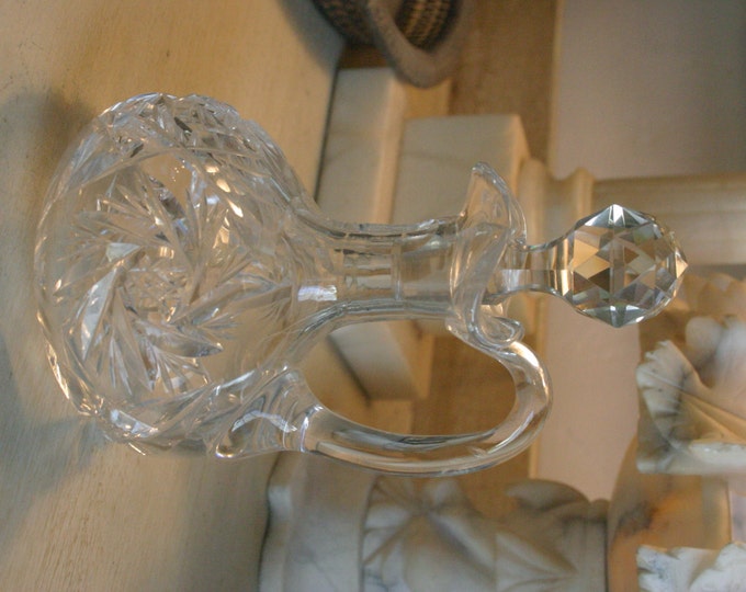Vintage Cut Glass Cruet With Solid Cut Crystal Stopper Etsy