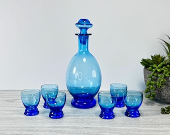 ヴィンテージ ポーランド コバルトブルー ガラス ジーニーボトル
