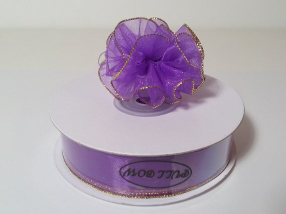 7//8/" Gold Trim Organza Pull Bow Ribbon Bows 25 Yards