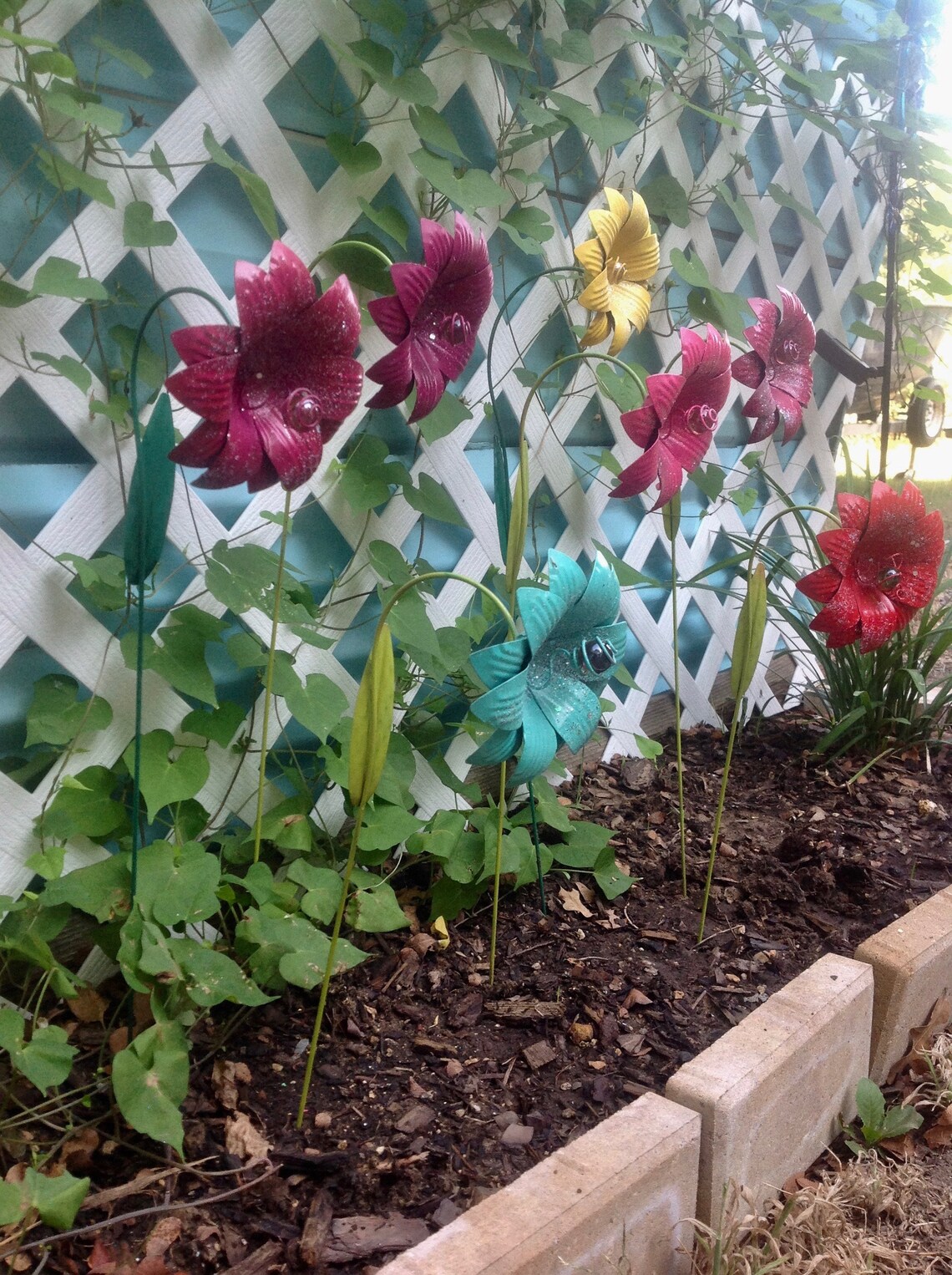 Set of 7 Flower Pot Stakes / Metal Flower Stake / Metal Yard Etsy