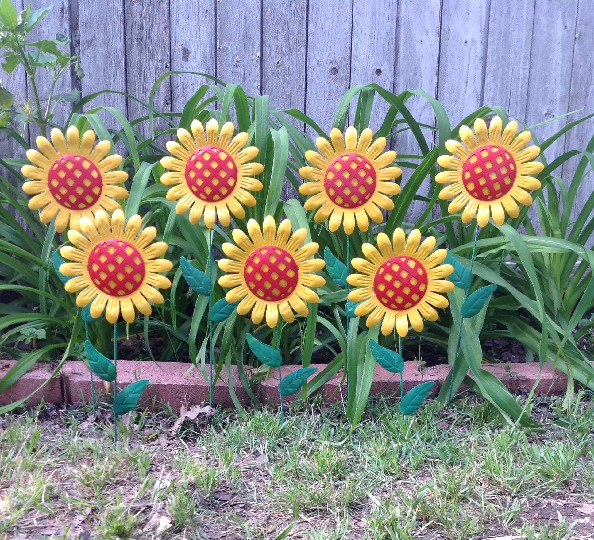Colorido jardín girasol estaca caléndula & rojo estacas de | Etsy