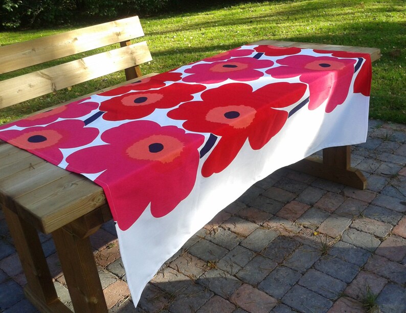 Modern tablecloth made from Marimekko fabric Unikko Etsy