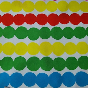 Marimekko coated fabric Räsymatto, waterproof colorful cotton geometric circle  Scandinavian designer fabric