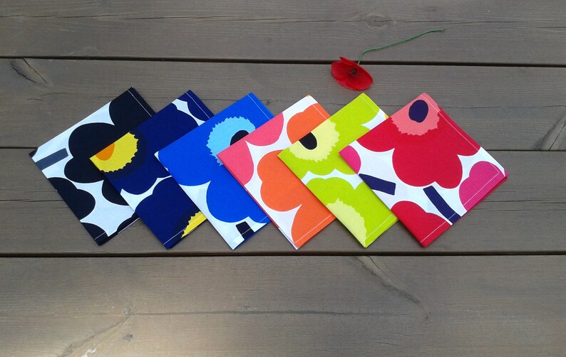 Cloth napkins made from Marimekko fabric Unikko Scandinavian Etsy