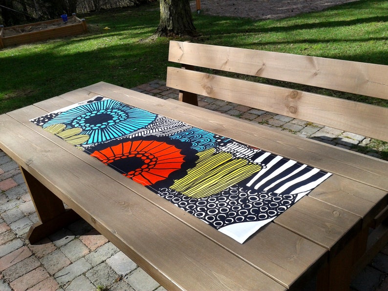 Modern Colorful Table Runner Made From Marimekko Fabric Image 0