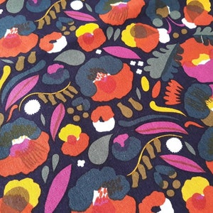 Marimekko linen fabric Pieni Hattarakukka by half yard, modern colorful floral Scandinavian designer fabric