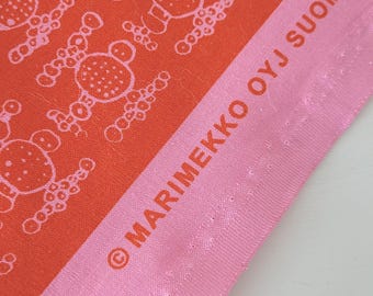 Marimekko fabric Kuukuna, Scandinavian orange cotton designer fabric