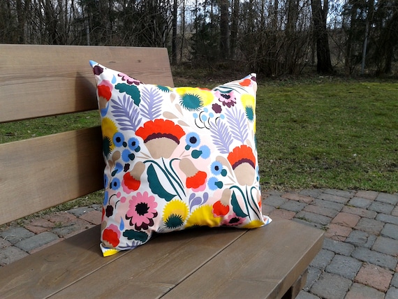 Floral Pillow Cover Made From Marimekko Fabric Pikkukellukka Etsy