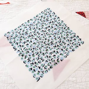 Unfinished handkerchief panel from lightweight Marimekko cotton fabric, modern Scandinavian design