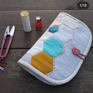 Schema PDF per organizer da cucito esagonale – Progetto di quilting con carta inglese (EPP) – Download digitale per cucito a mano e quilter