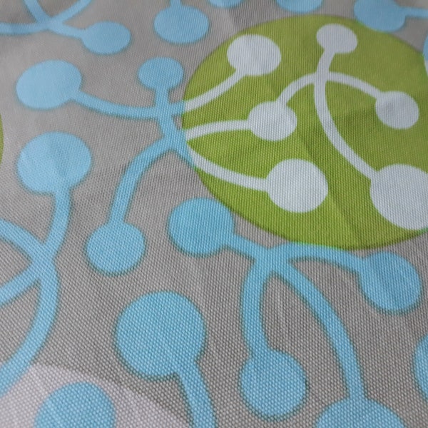 Marimekko fabric piece Kirsikka, Scandinavian modern green cherry designer upholstery cotton canvas