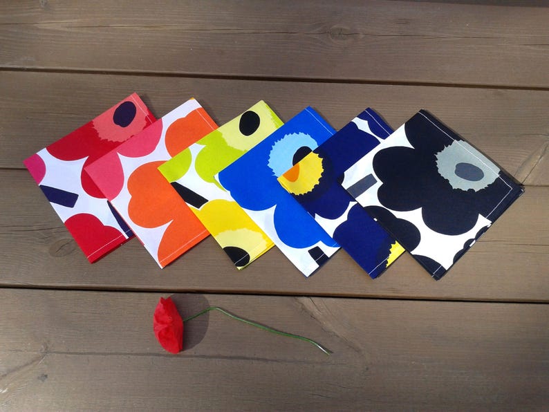 Cloth napkins made from Marimekko fabric Unikko Scandinavian Etsy