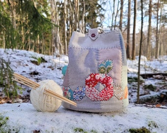 Bolsa tipo cubo de manzana, bolsa con cordón de patchwork, patrón de costura de acolchado de EPP, PDF descargable digital