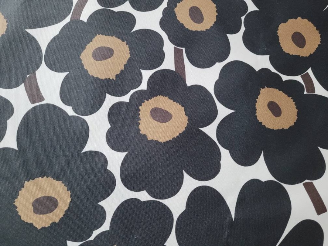 Marimekko Acrylic Coated Cotton Fabric Pieni Unikko in Black Etsy