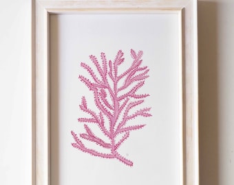 Pink Reef Coral watercolor print, Watercolor prints ideal for apartment decor