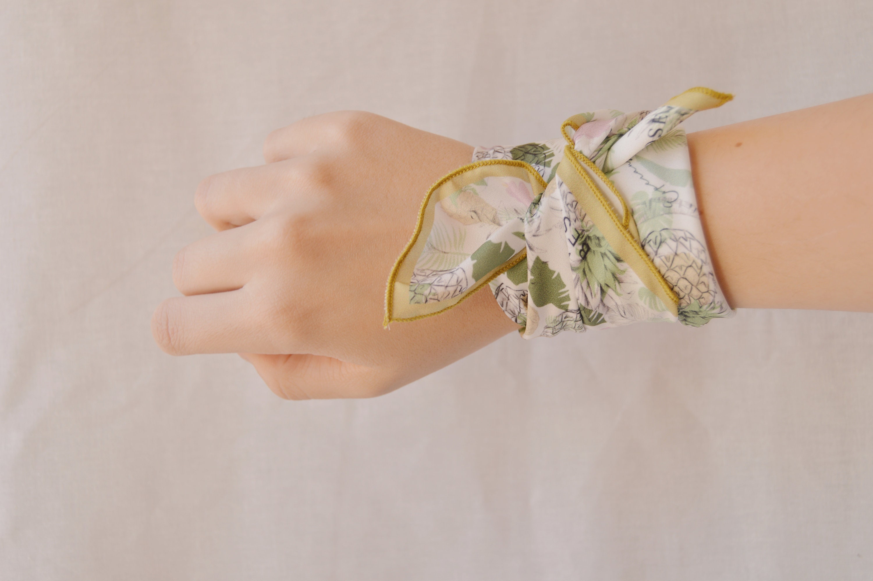 Designer Scarf With Pineapple Print Silk Hair Scarf and Bag Etsy UK