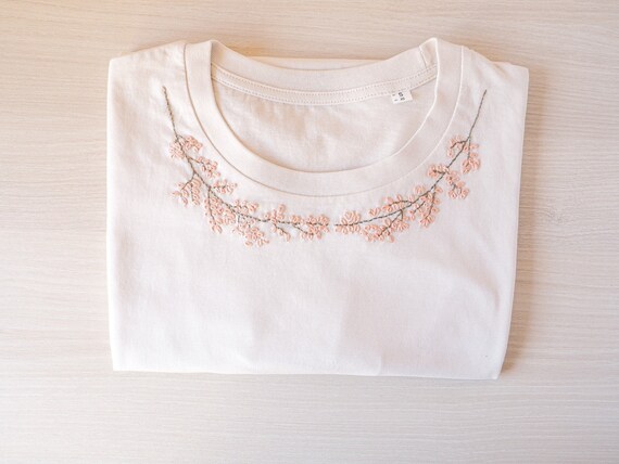 Floral Shirt Custom Botanical Embroidery Custom T-shirt 