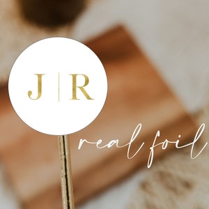 Foil Initial Stickers for Envelopes, Weddings, Engagement, Envelope Seal, Stickers for Weddings, Gold Foil Stickers, Real Foil Labels