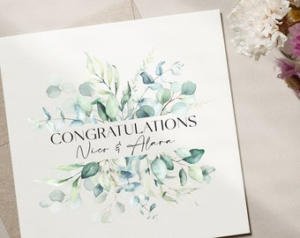 Eucalyptus Wedding Card | Floral Wedding Card | Wedding | Handmade Card | Congratulations | Personalised Greeting Card