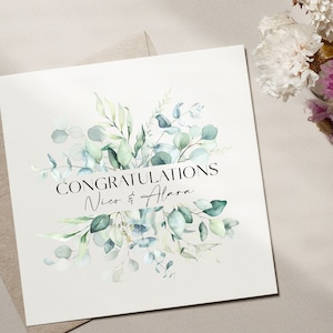 Eucalyptus Wedding Card | Floral Wedding Card | Wedding | Handmade Card | Congratulations | Personalised Greeting Card