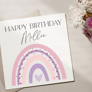 Happy Birthday Card, Personalised Card, Birthday Card, Rainbow Card