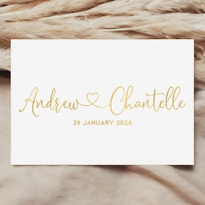 Personalised Card with Names inc heart, Gold Foil, Wedding card, Engagement Card, Custom Card