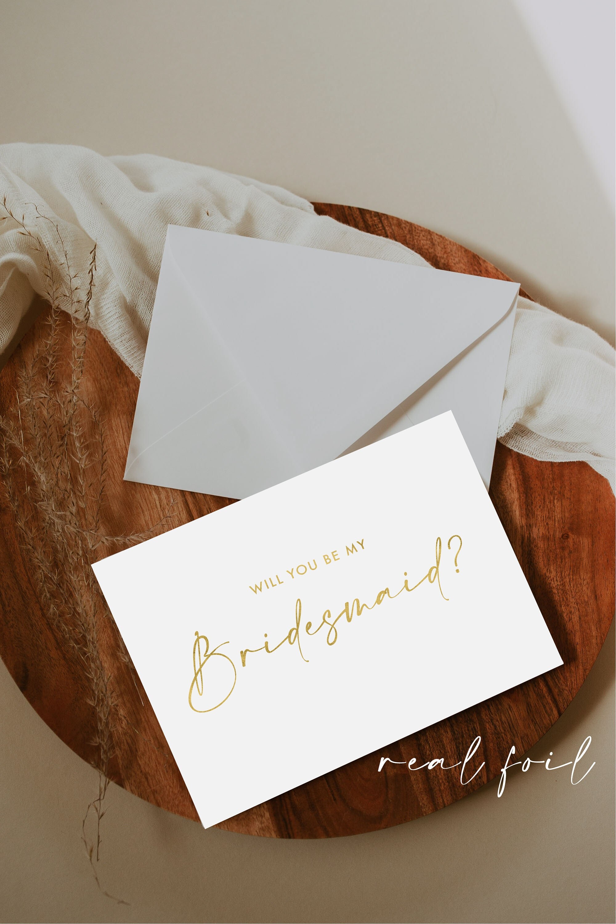 Bridesmaid Card, Will you be my bridesmaid, Bridesmaid Gift, Card, Personalised card, Gold Foil Card