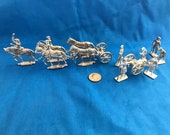 Semi-Flat Complete Set of Limber, Horses, Cannon, and Crew - 18th Century Toy Soldiers