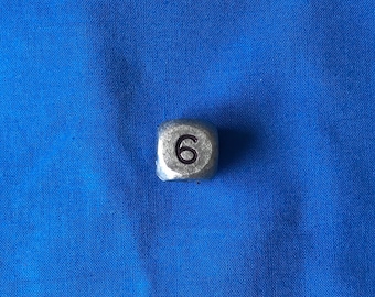 Pewter D6 Die with Numbers