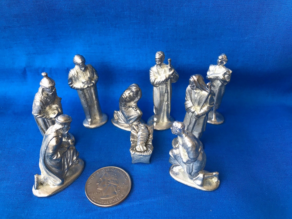 Pewter nativity set Etsy