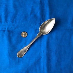 18th-19th Century Fiddle-and-Thread French Pewter Table Spoon