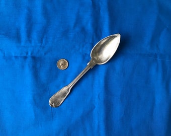 18th-19th Century Fiddle-and-Thread French Pewter Table Spoon