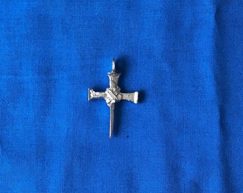 Pewter Nail Cross Necklace