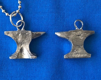 Pewter Anvil Charm Necklace