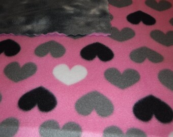 54 X 60 2 Sided Fleece Blanket With Hearts and Gray Backing and an 18 X 18 Matching Pillow Etsy