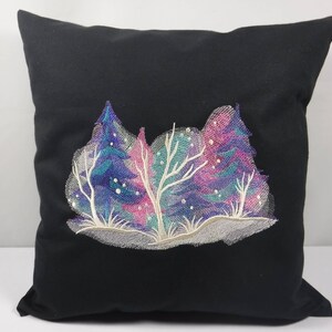 18 x 18 Winter Wonderland Embroidered On Black Throw Pillow Cover