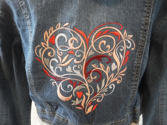 【新品未使用】deres secret heart shirt jacket HIP Jeans Blue Denim Hooded Jacket Embroidered With Filigree